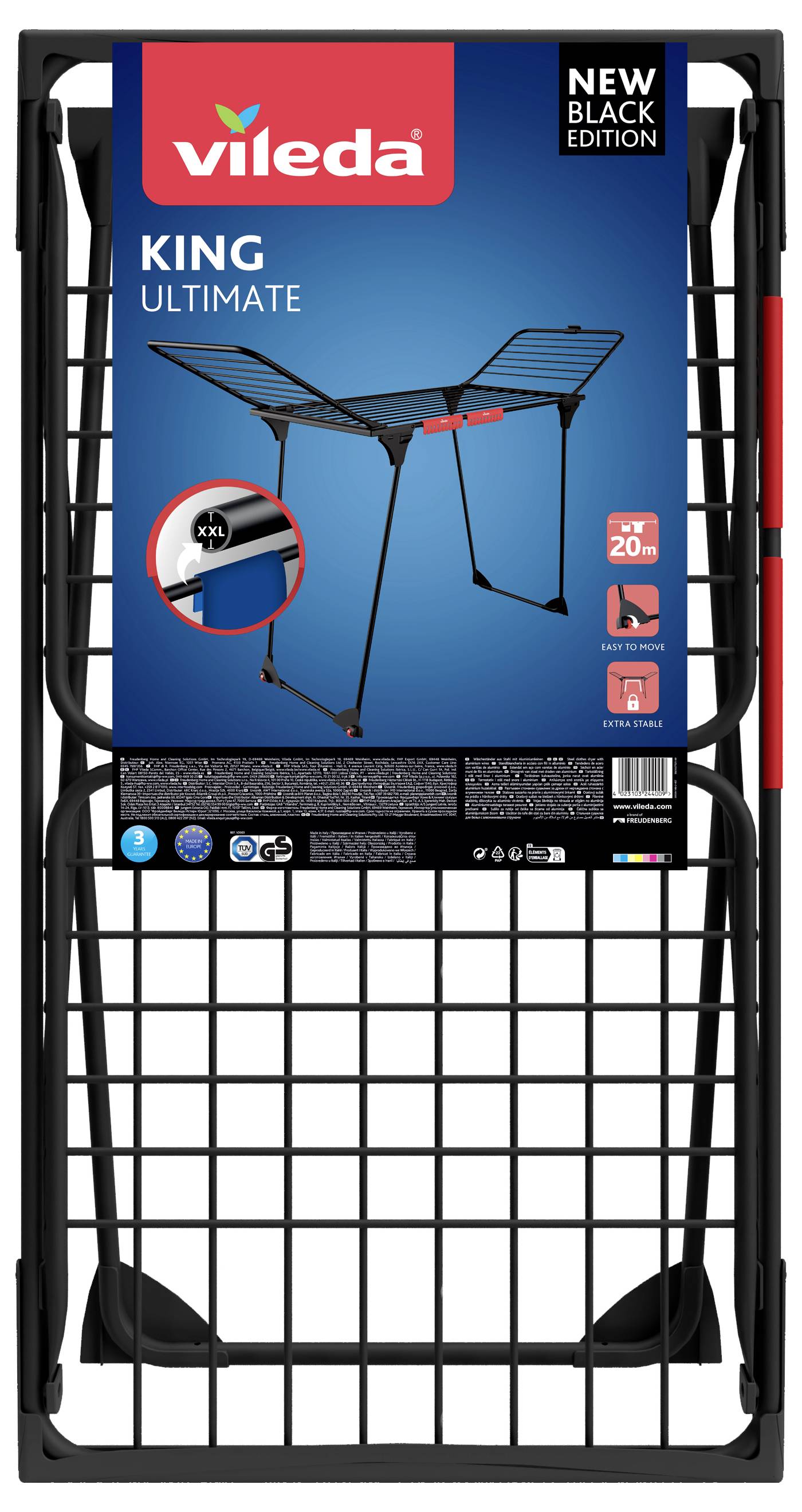 Vileda Wäscheständer KING Ultimate Black Edition Trockenfläche: 20 m Schwarz 1 St. 174097