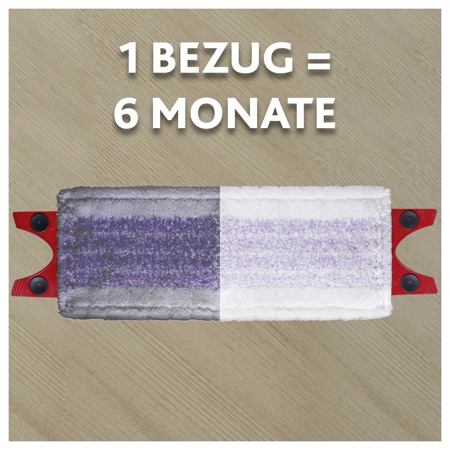 Grafik eines geteilten Mopfkopfs mit dem Text „1 BEZUG = 6 MONATE