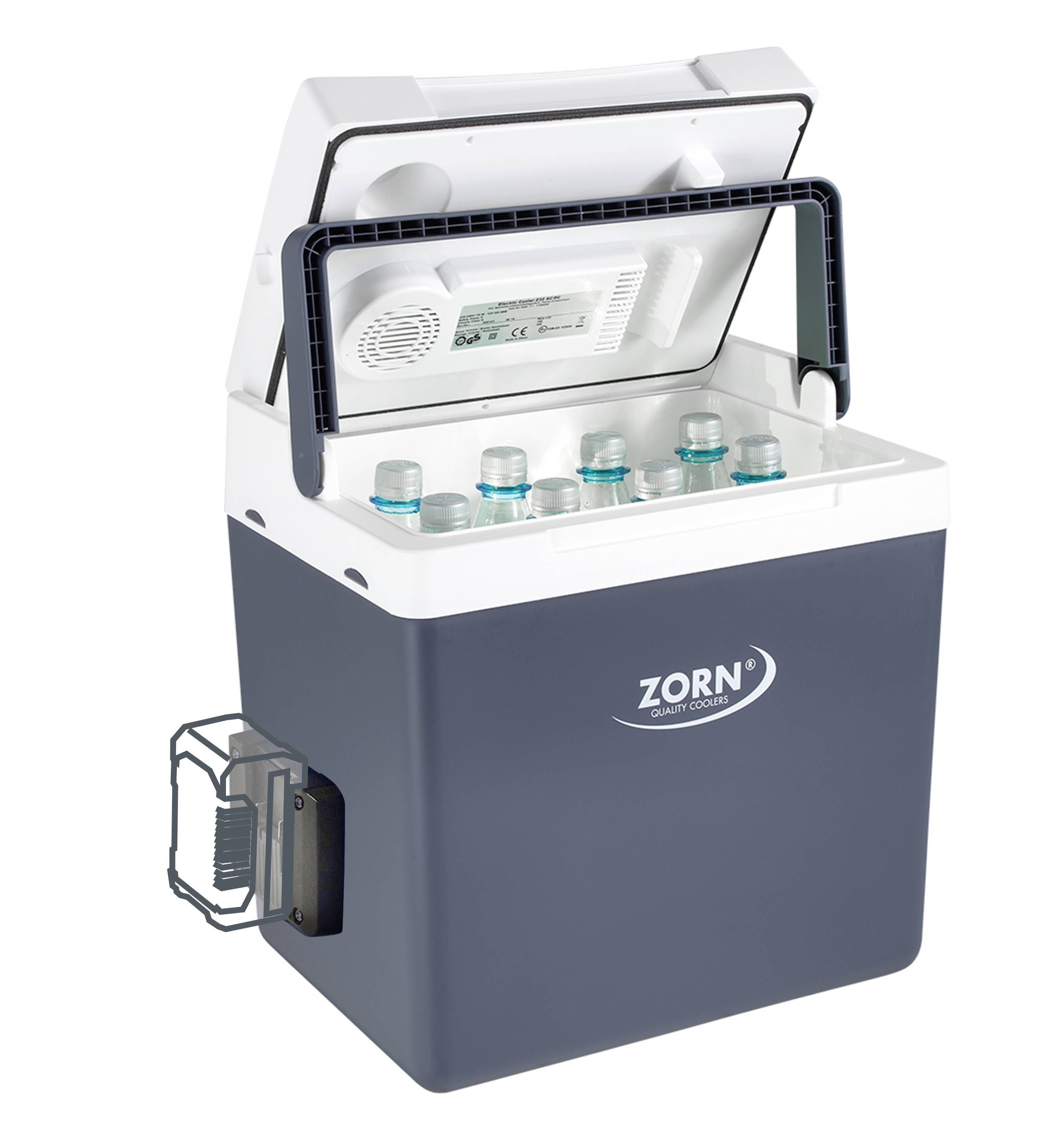 ZORN Z 26 DC PX 12/24V Akku-Kühlbox Thermoelektrisch 12 V, 18 V, 24V Grau 25l Kühlfunktion: Delta T: bis zu 17°C unter