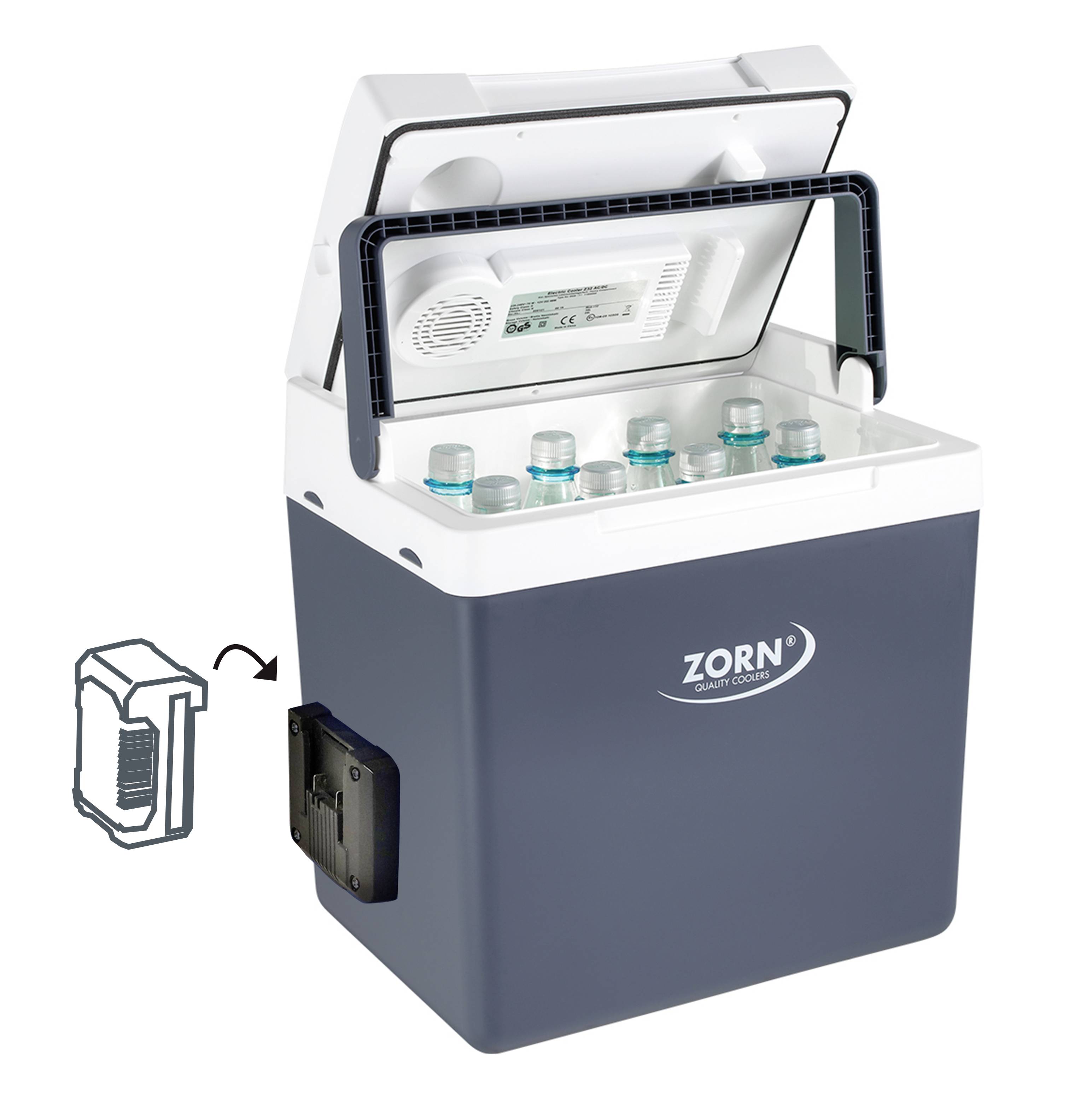 ZORN Z 26 DC PX 12/24V Akku-Kühlbox Thermoelektrisch 12 V, 18 V, 24V Grau 25l Kühlfunktion: Delta T: bis zu 17°C unter
