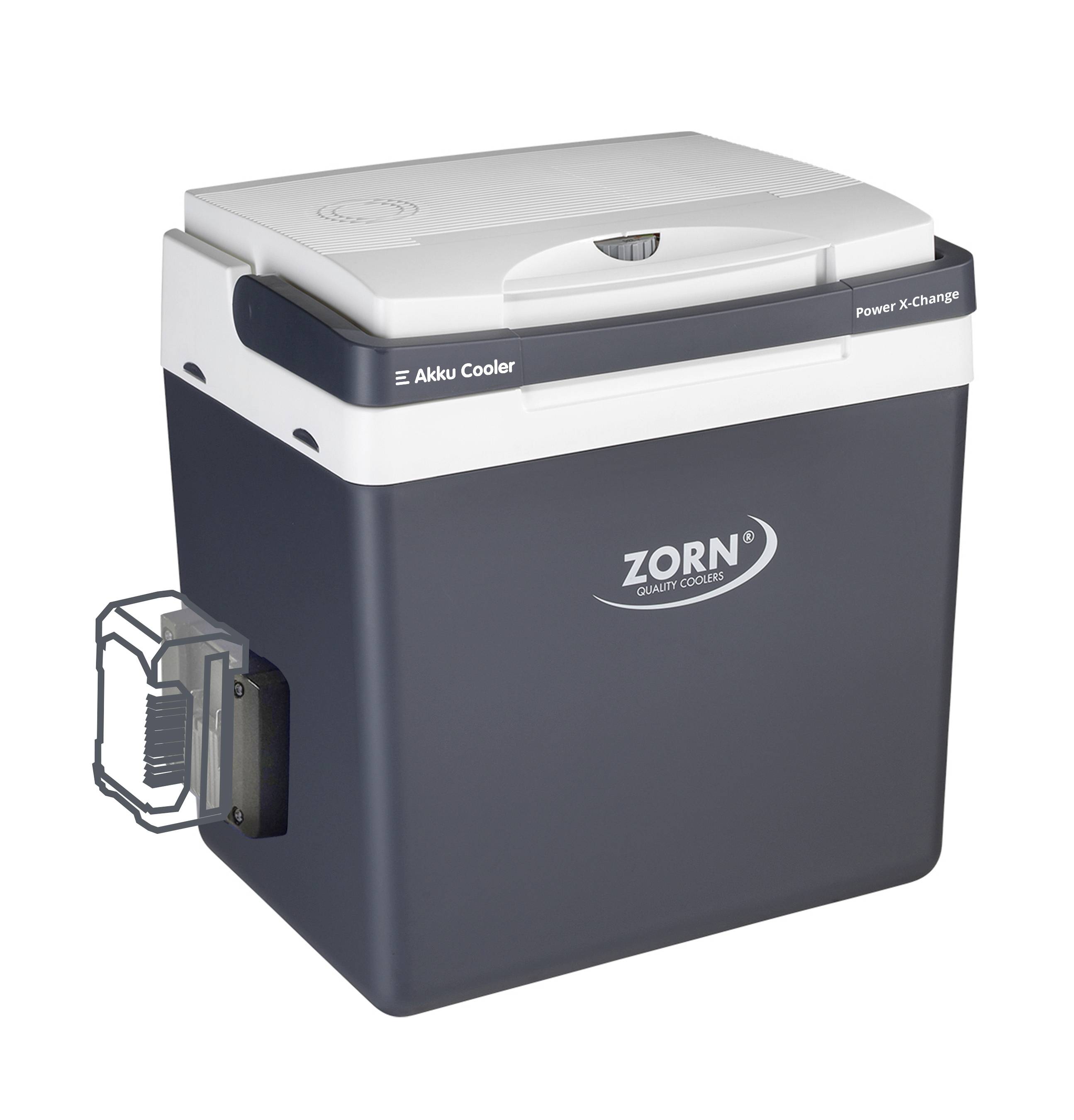 ZORN Z 26 DC PX 12/24V Akku-Kühlbox Thermoelektrisch 12 V, 18 V, 24V Grau 25l Kühlfunktion: Delta T: bis zu 17°C unter
