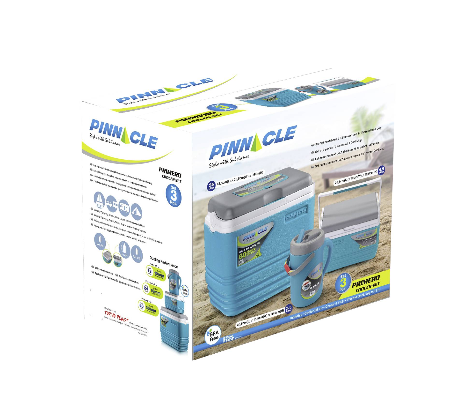 ZORN ZP 25L + 4,5L + 2,0L Combo Kühlbox Passiv Blau-Grau (matt) 25l