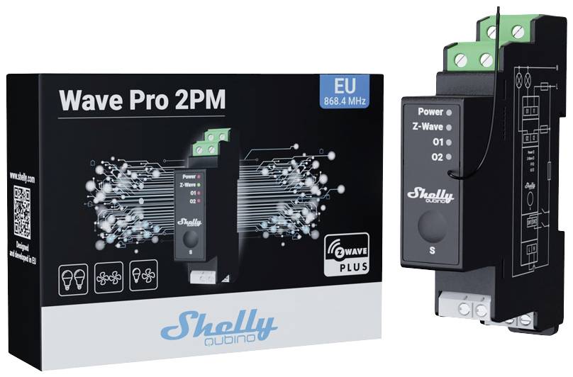 Shelly Shelly Qubino Wave PRO 2PM Hutschienenrelais Z-Wave