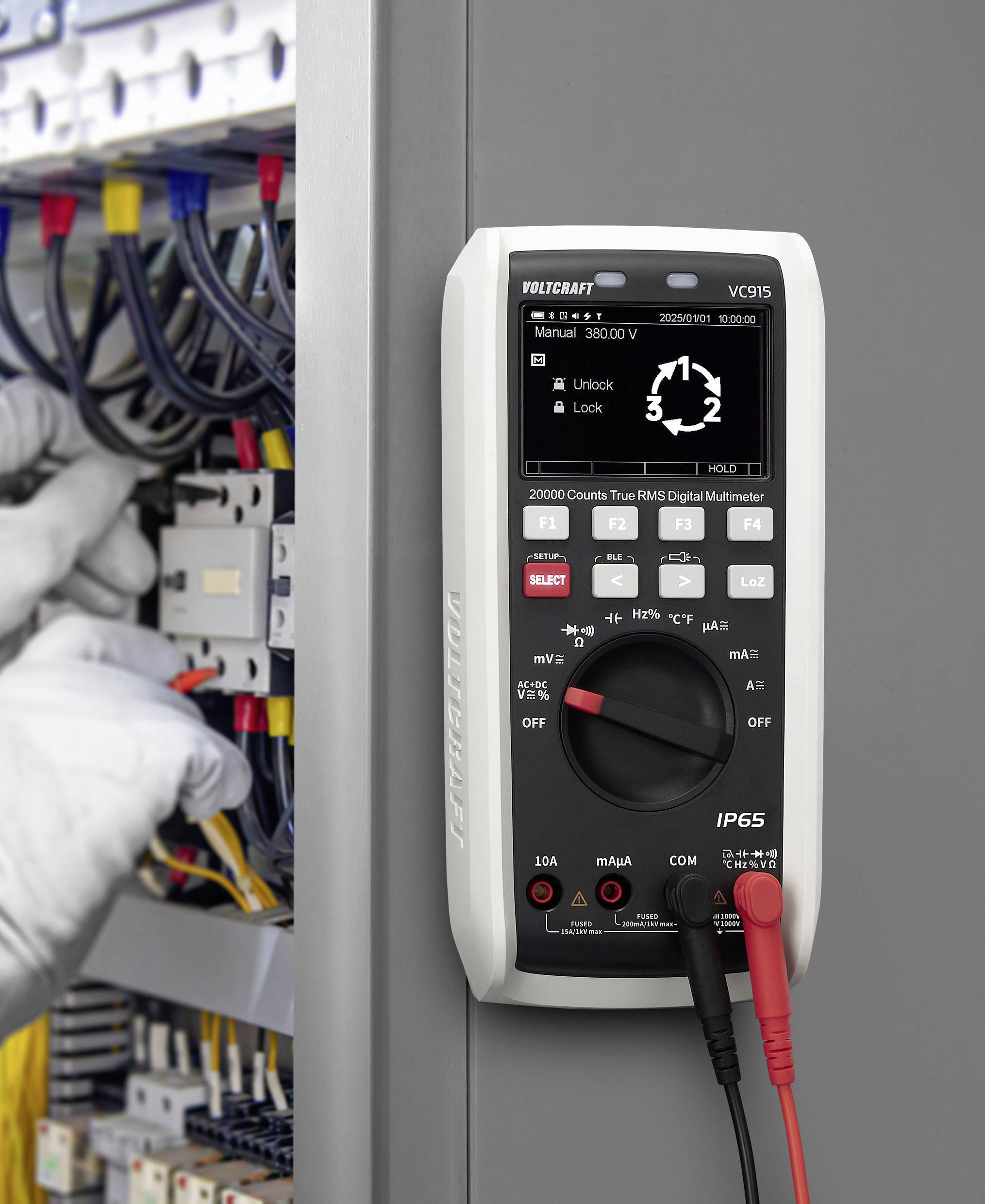VOLTCRAFT VC915 Industrie-Multimeter TRMS LoZ CAT III 1000 V, CAT IV 1000V Bluetooth® integrierte Magnethalterung transflektives
