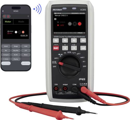 VOLTCRAFT VC915 Industrie-Multimeter kalibriert (ISO) TRMS LoZ CAT III 1000 V, CAT IV 1000 V Blueto