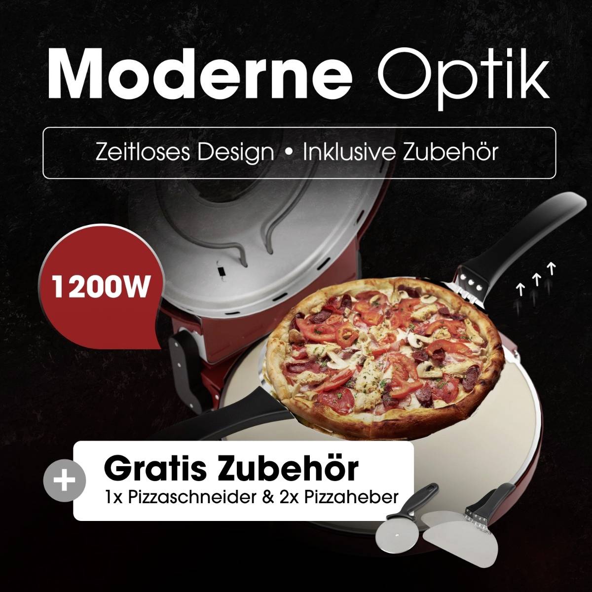 Clatronic PM 3787 Pizzamaker rot Pizzabäcker