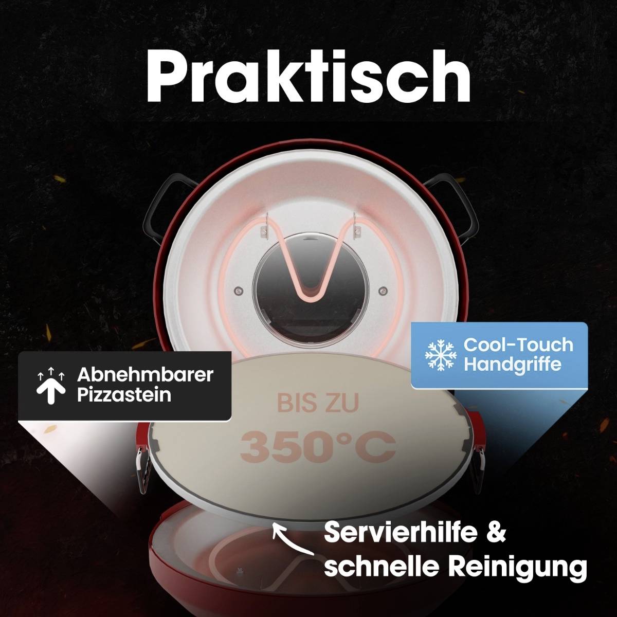 Clatronic PM 3787 Pizzamaker rot Pizzabäcker