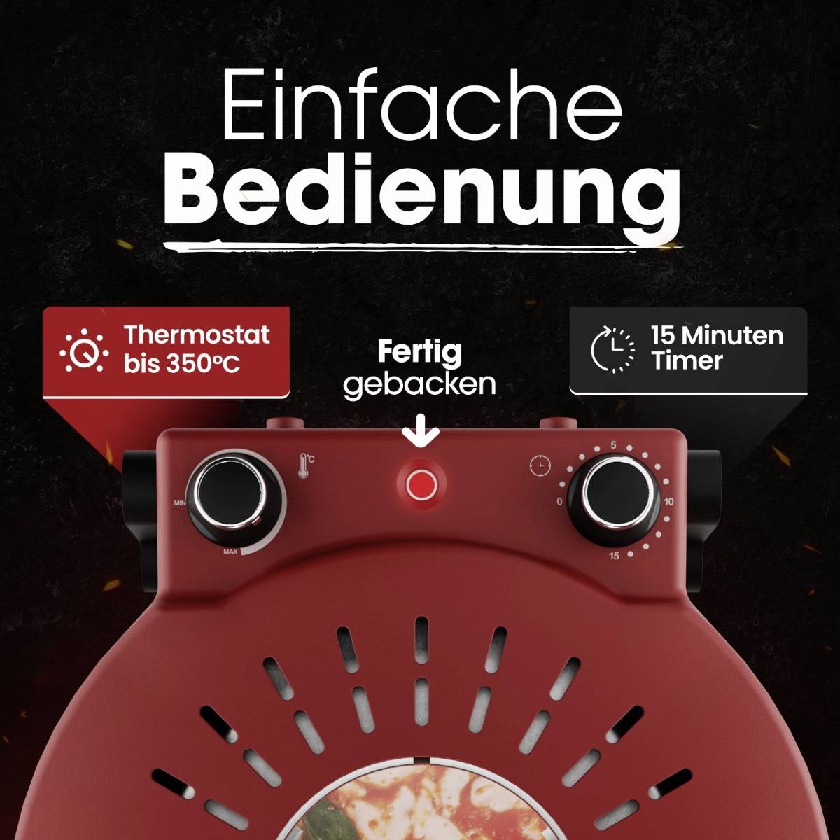 Clatronic PM 3787 Pizzamaker rot Pizzabäcker