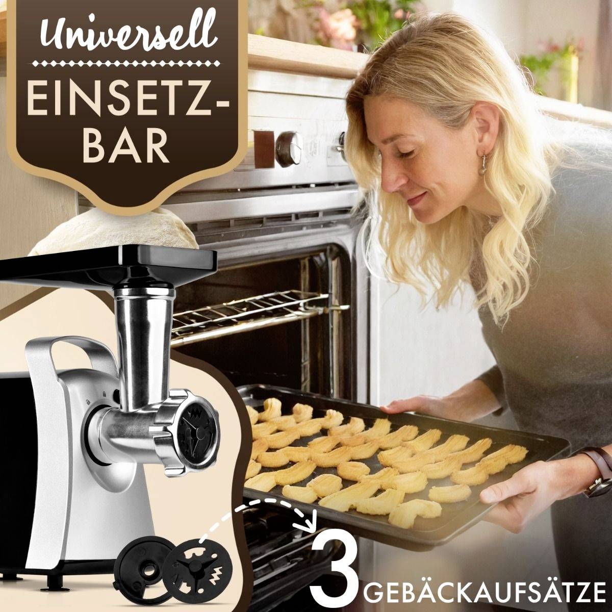 Clatronic FW 3803 264001 Fleischwolf 1000 W Schwarz, Silber