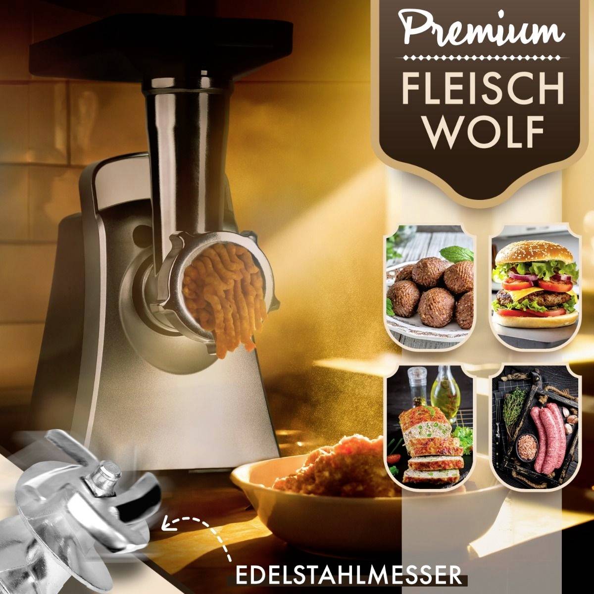 Clatronic FW 3803 264001 Fleischwolf 1000 W Schwarz, Silber