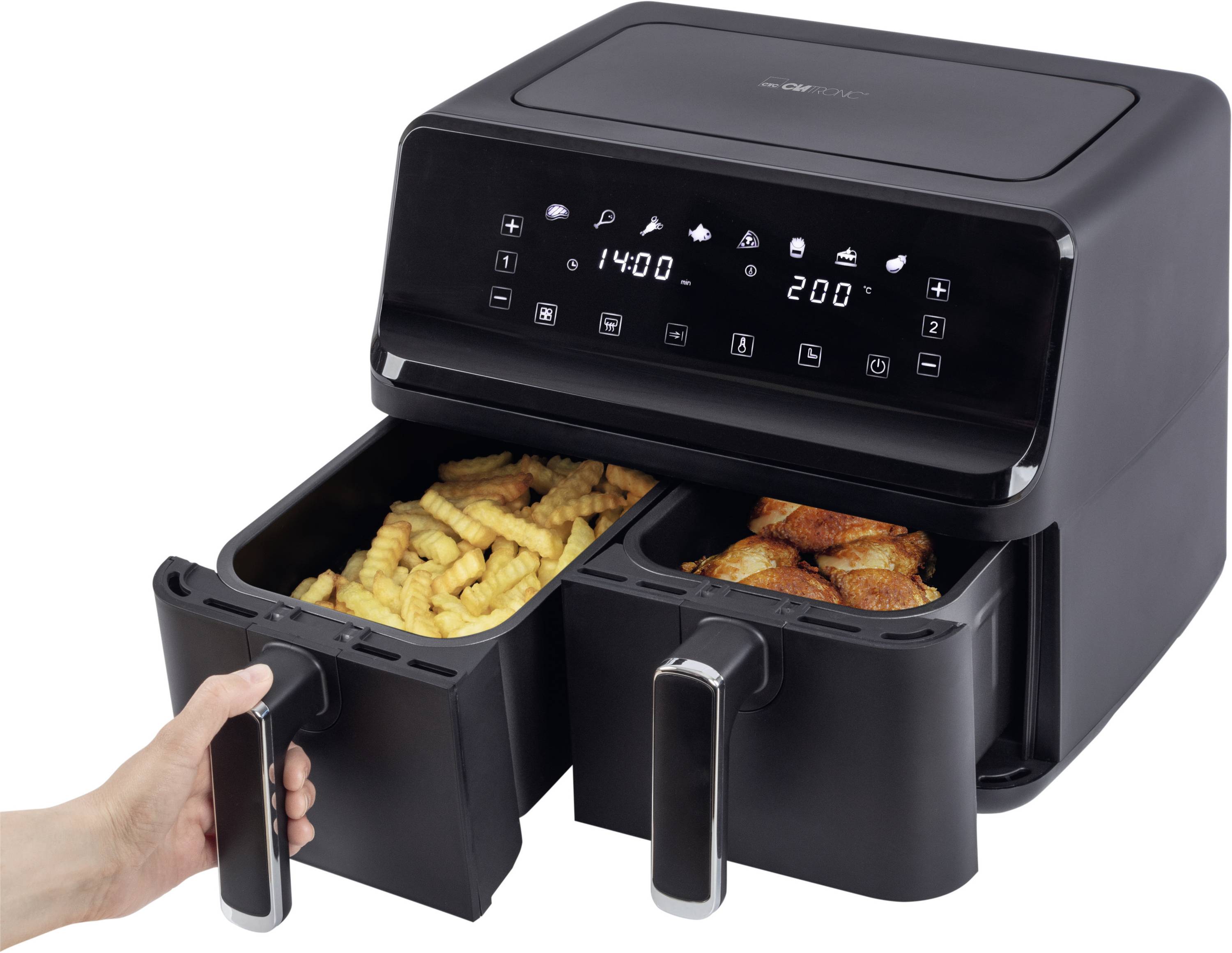 Clatronic Heißluft-Fritteuse Doppel 8L CTC FR 3804 H sw