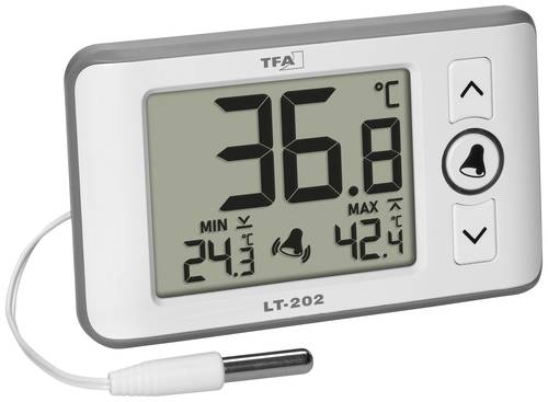 TFA Dostmann Digitales Profi-Thermometer mit Kabelfühler LT 202 Thermometer Weiß