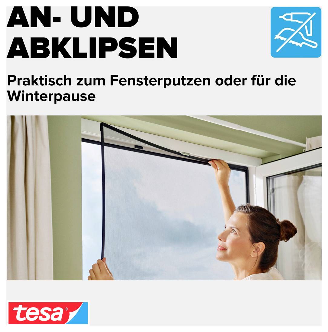 tesa INSECT STOP CLIP-ON 55360-00000-00 Fliegengitter (B x H) 1 m x 1.2 m Anthrazit 1 St.