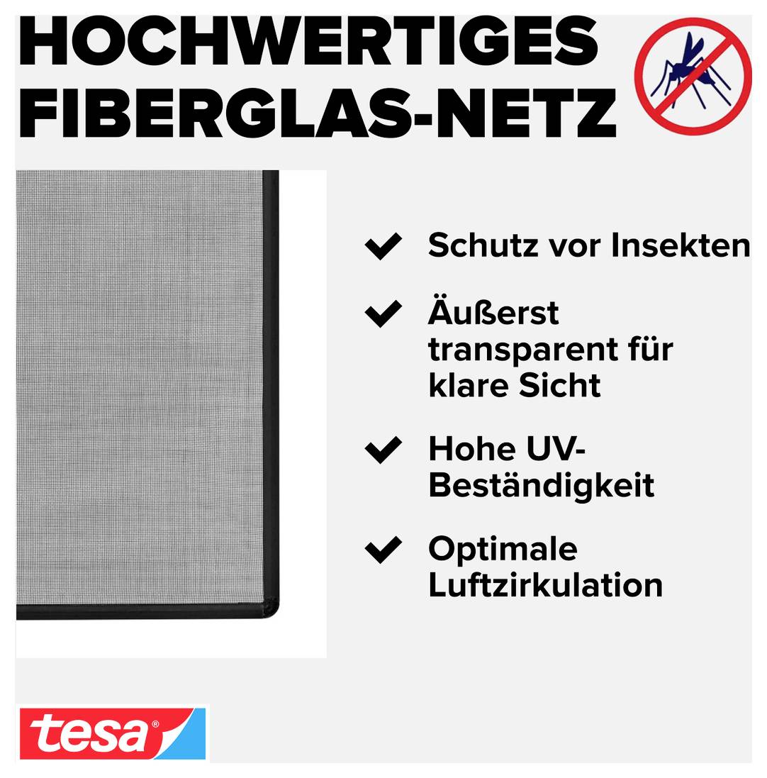 tesa INSECT STOP CLIP-ON 55360-00000-00 Fliegengitter (B x H) 1 m x 1.2 m Anthrazit 1 St.