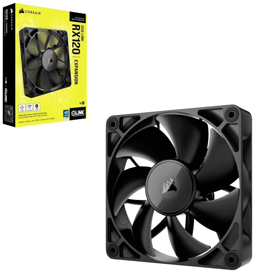 Corsair iCUE LINK RX120 PC-Gehäuse-Lüfter Schwarz (B x H x T) 120 x 120 x 25mm