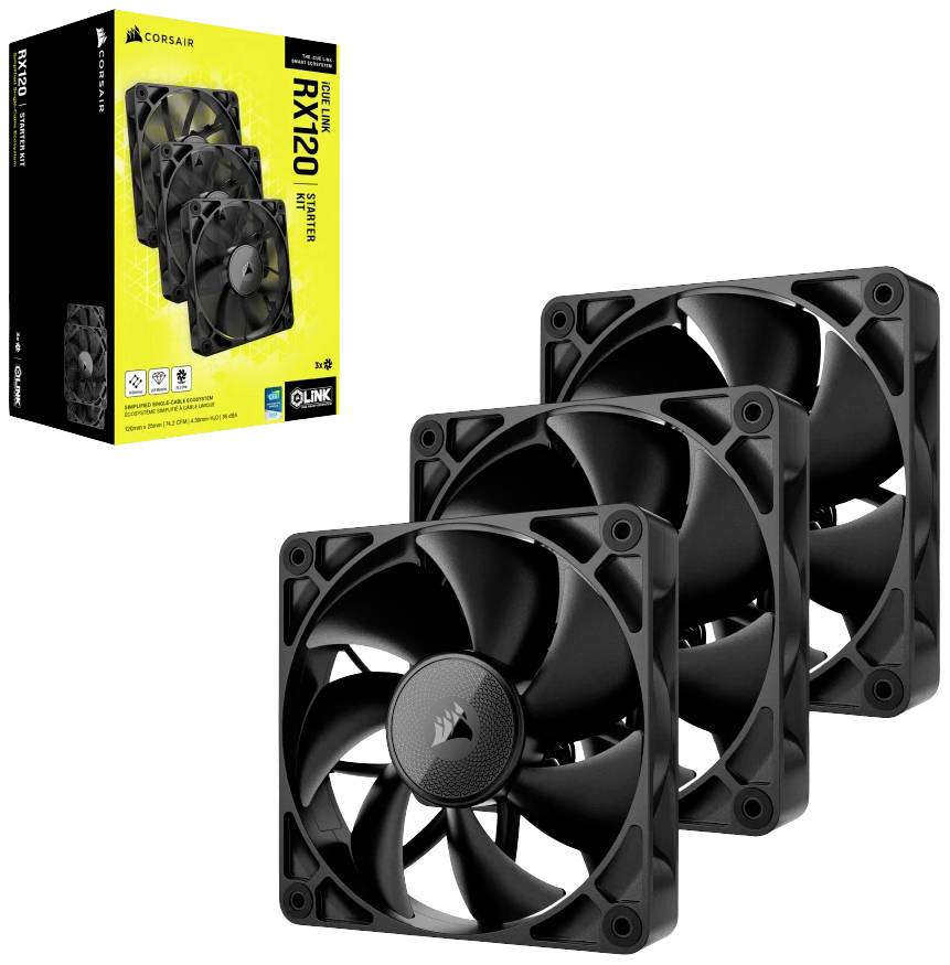Corsair iCUE LINK RX120 PC-Gehäuse-Lüfter Schwarz (B x H x T) 120 x 120 x 25mm