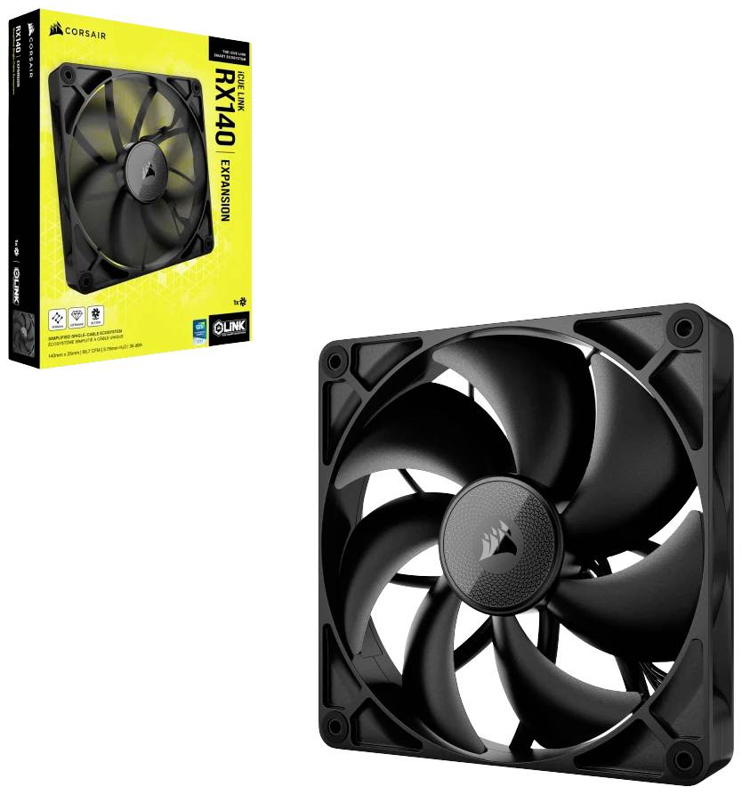 Corsair iCUE LINK RX140 PC-Gehäuse-Lüfter Schwarz (B x H x T) 140 x 140 x 25mm