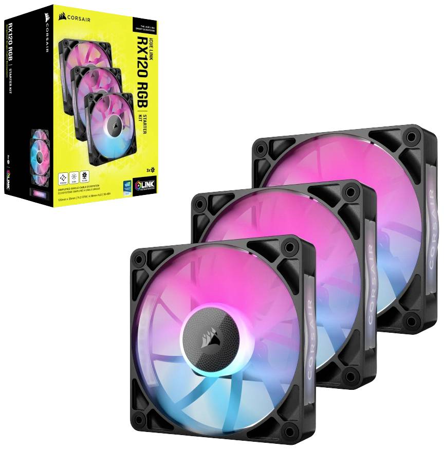 Corsair iCUE LINK RX120 RGB PC-Gehäuse-Lüfter Schwarz (B x H x T) 120 x 120 x 25mm inkl. LED-Beleuchtung