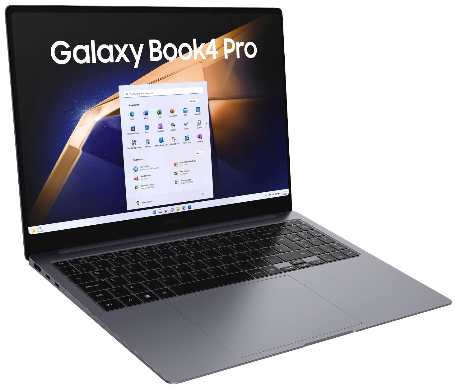 Samsung Notebook Galaxy Book4 Pro 40.6 cm (16 Zoll) WQXGA+ Intel® Core™ Ultra 7 Core™ Ultra 7 155H 16 GB RAM 512 GB SSD Deutsch, QWERTZ G