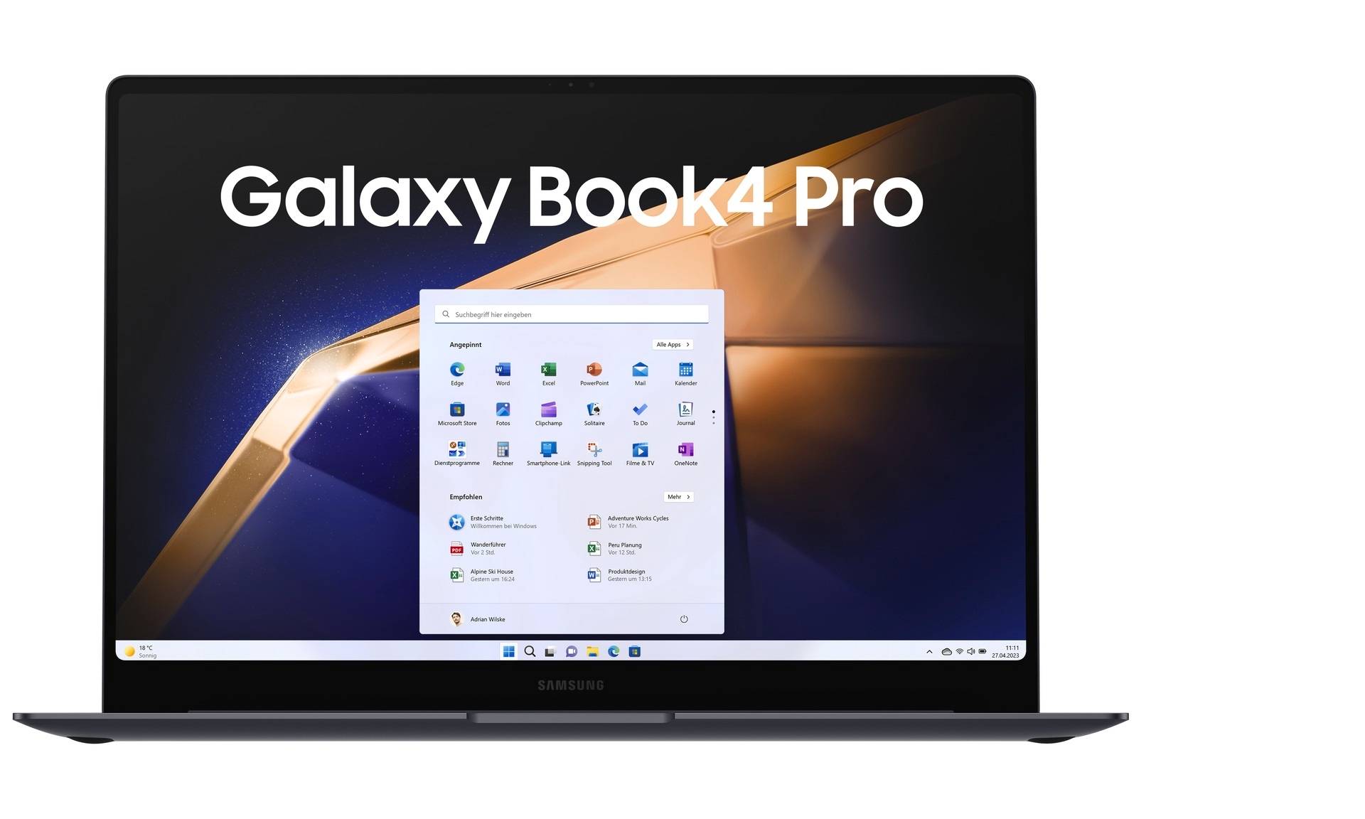 Samsung Notebook Galaxy Book4 Pro 40.6 cm (16 Zoll) WQXGA+ Intel® Core™ Ultra 7 Core™ Ultra 7 155H 16 GB RAM 512 GB SSD Deutsch, QWERTZ G