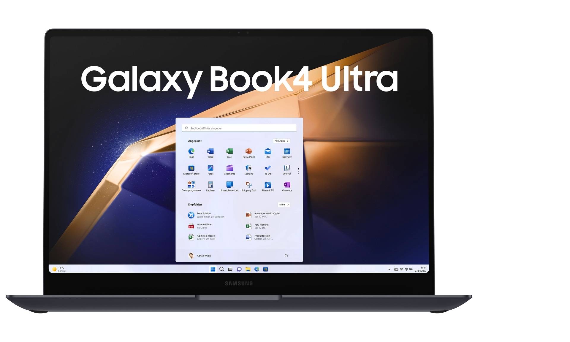 Samsung Notebook Galaxy Book4 Ultra 40.6 cm (16 Zoll) WQXGA+ Intel® Core™ Ultra 9 Core™ Ultra 9 185H 32 GB RAM 1 TB Flash 1 TB SSD Nvidia GeFor