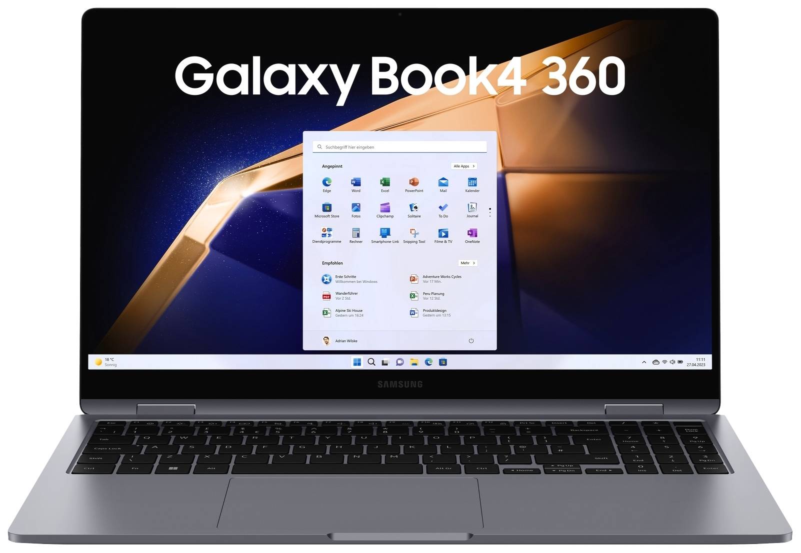 Samsung 2-in-1 Notebook / Tablet Galaxy Book4 360 39.6 cm (15.6 Zoll) Full HD Intel® Core™ 5 Core™ 5 120U 16 GB RAM 256 GB SSD Deutsch, QWERTZ