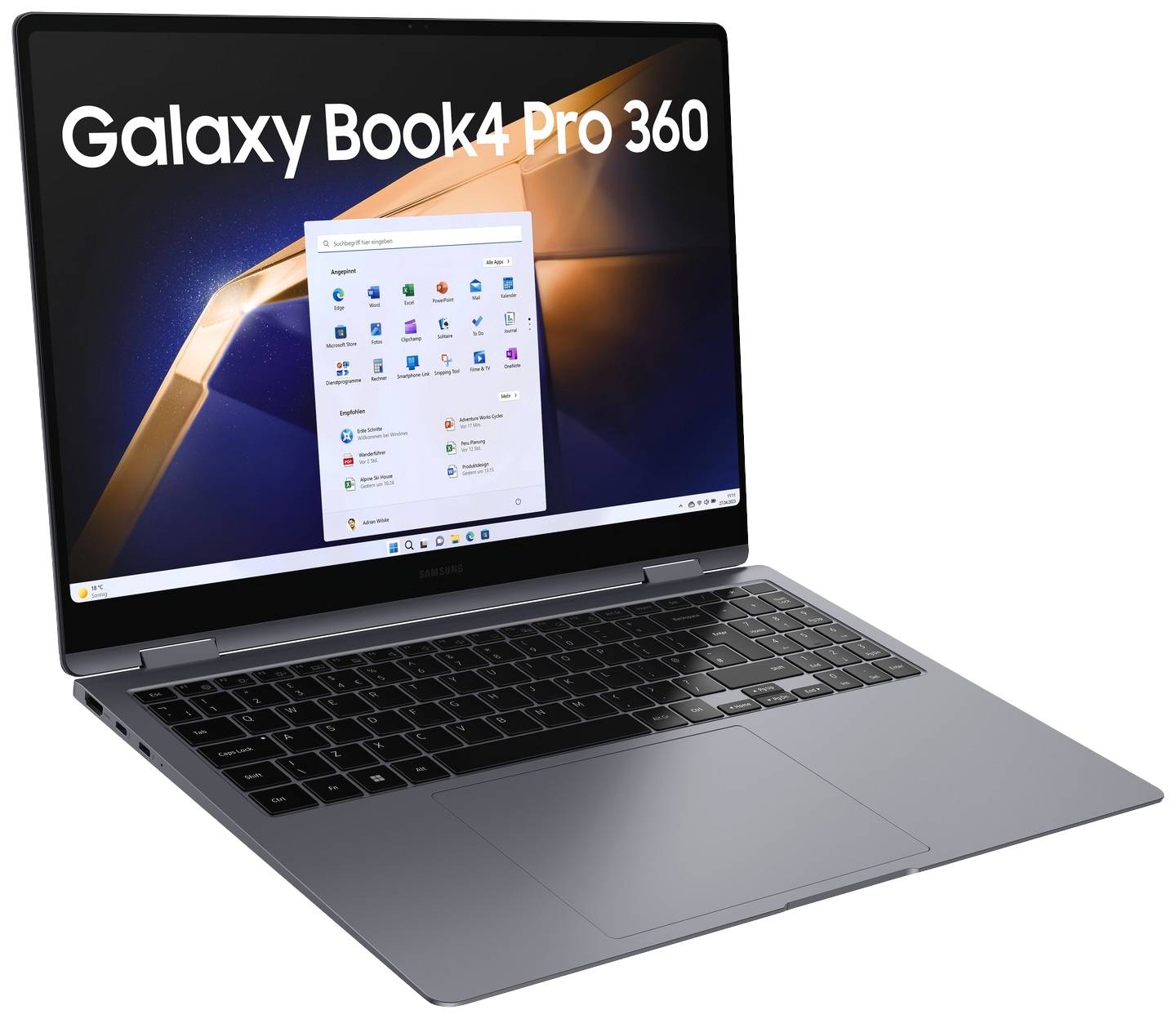 Samsung 2-in-1 Notebook / Tablet Galaxy Book4 Pro 360 40.6cm (16 Zoll) WQXGA+ Intel® Core™ Ultra 7 Core™ Ultra 7 155H 32GB RAM