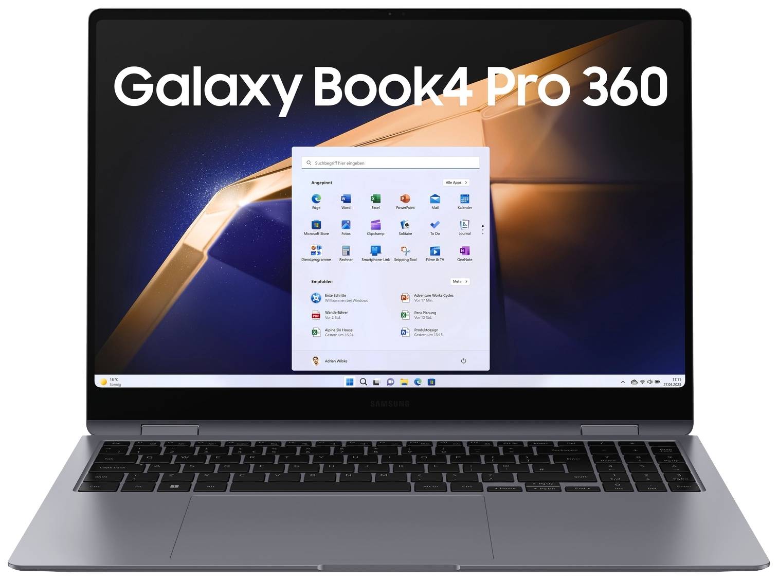 Samsung 2-in-1 Notebook / Tablet Galaxy Book4 Pro 360 40.6cm (16 Zoll) WQXGA+ Intel® Core™ Ultra 7 Core™ Ultra 7 155H 32GB RAM