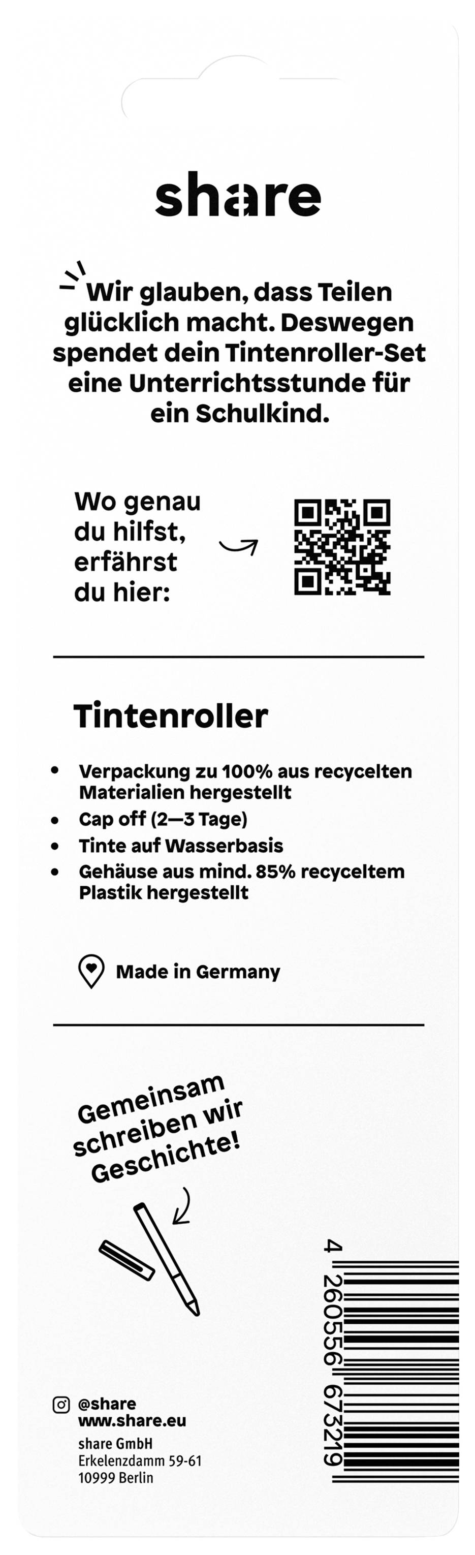 Share Tintenroller 0.6mm Schwarz, Rot, Blau 4-0010-3 3St.