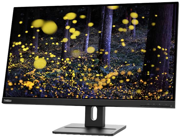 Ein Computerbildschirm zeigt ein Waldmotiv mit leuchtenden gelben Punkten, die wie Glühwürmchen in der Dunkelheit erscheinen.