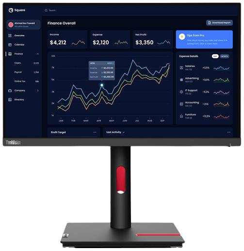 ThinkVision T23i-30 23 1920 x 1080 Full HD VGA HD-15 HDMI DisplayPort 60Hz Pivot Monitor
