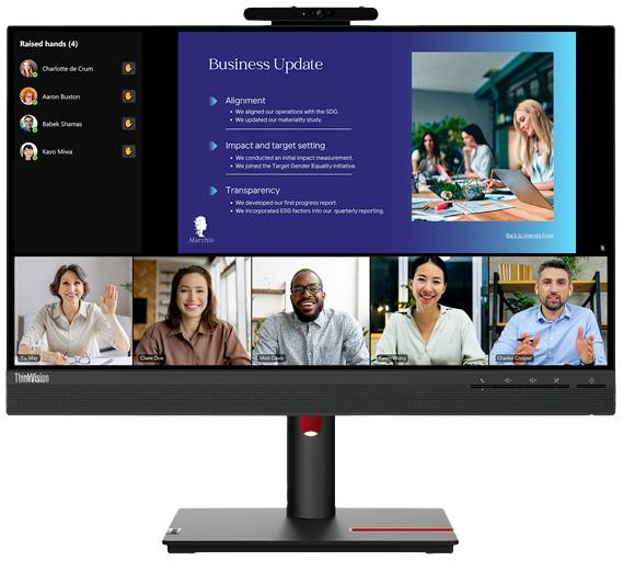 Lenovo ThinkVision T24v-30 LED-Monitor EEK E (A - G) 61cm (24 Zoll) 1920 x 1080 Pixel 16:9 6 ms VGA, HDMI®, DisplayPort, USB-B