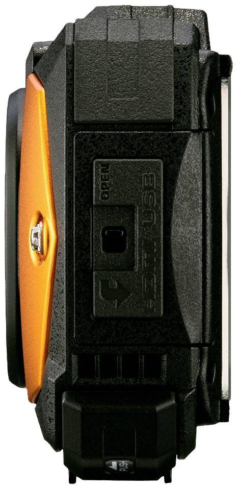 Ricoh Ricoh WG-80 orange Digitalkamera 16 Megapixel Orange inkl. Akku Full HD Video, Integrierter Akku, mit eingebautem Blitz, Staubgeschützt, Stoß