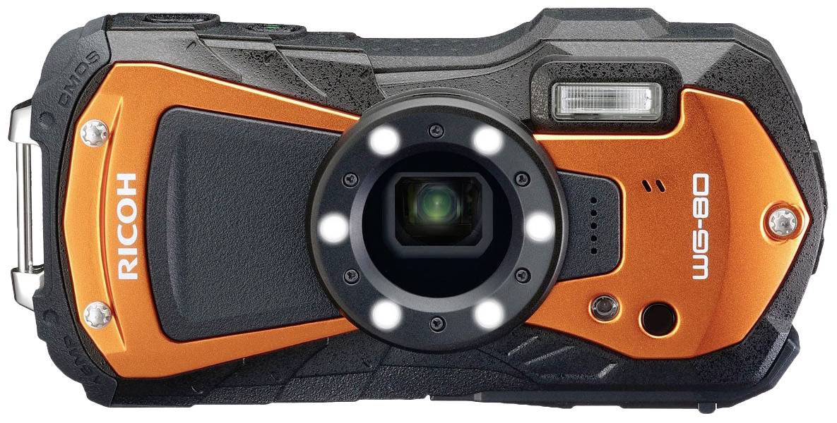 Ricoh Ricoh WG-80 orange Digitalkamera 16 Megapixel Orange inkl. Akku Full HD Video, Integrierter Akku, mit eingebautem Blitz, Staubgeschützt, Stoß