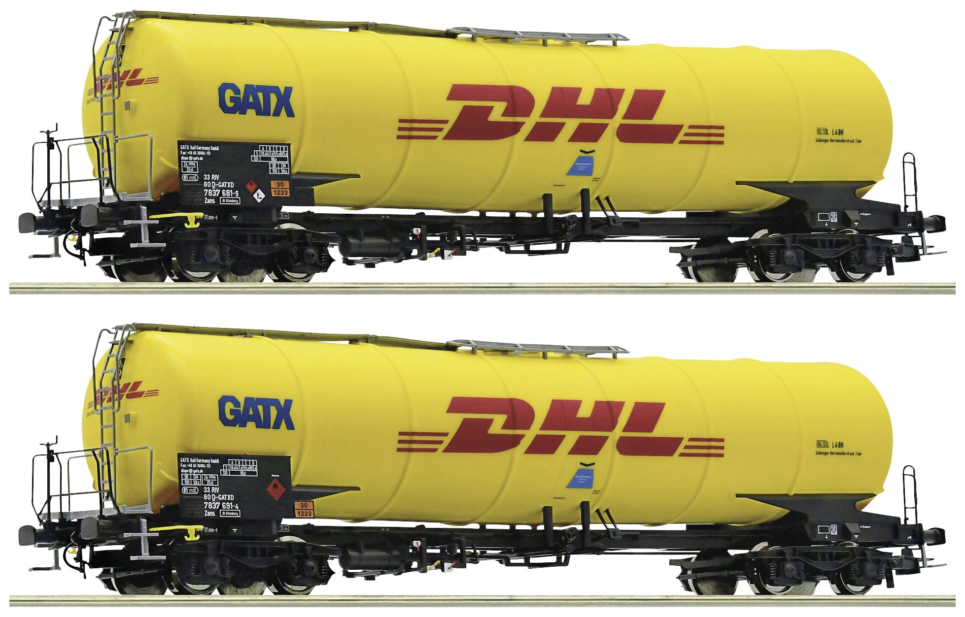 Roco 76024 H0 2er-Set Kesselwagen, der GATX DHL Kerosin Express