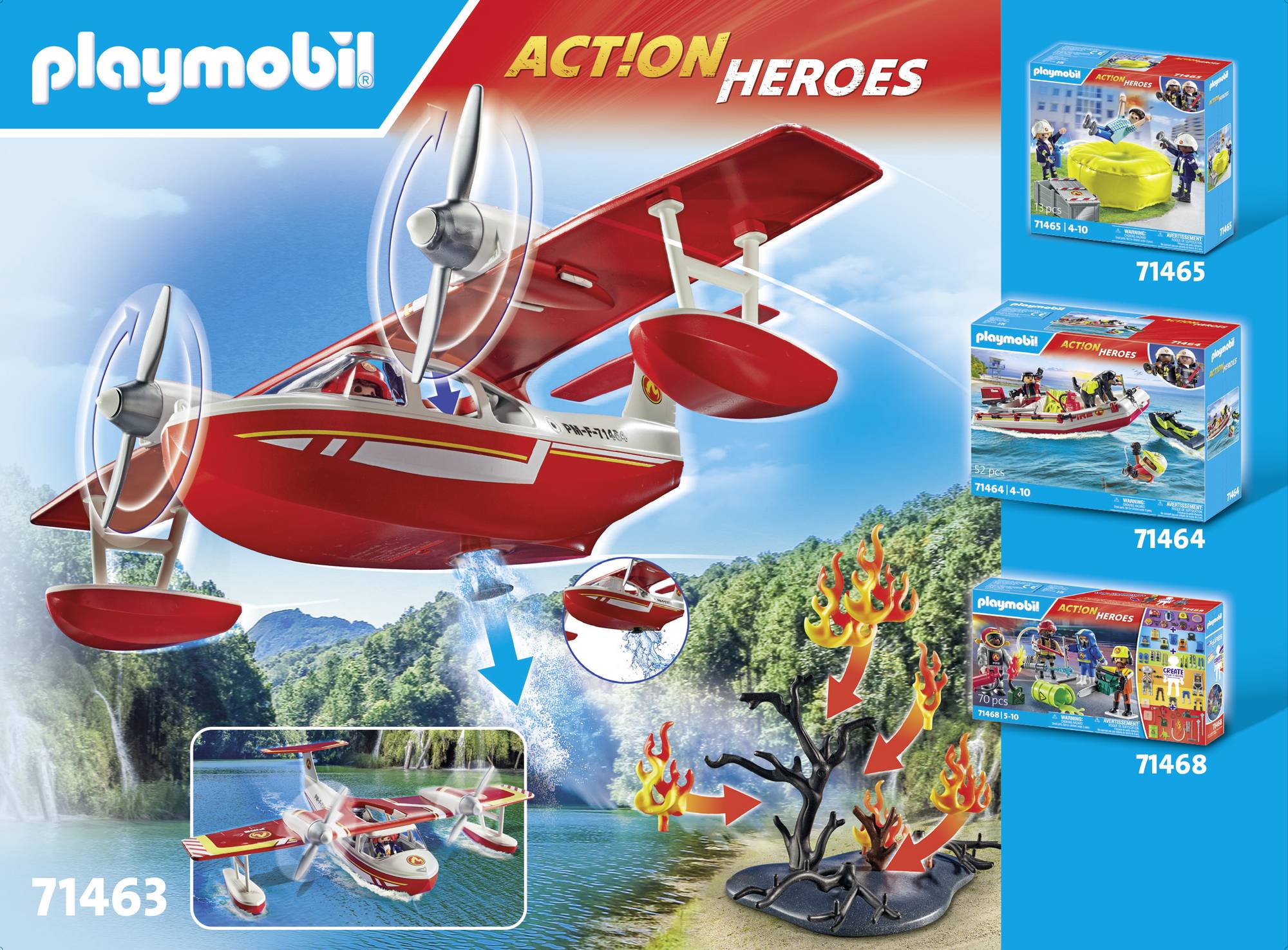 Playmobil® ACT!ON HEROES Feuerwehrflugzeug mit Löschfunktion 71463