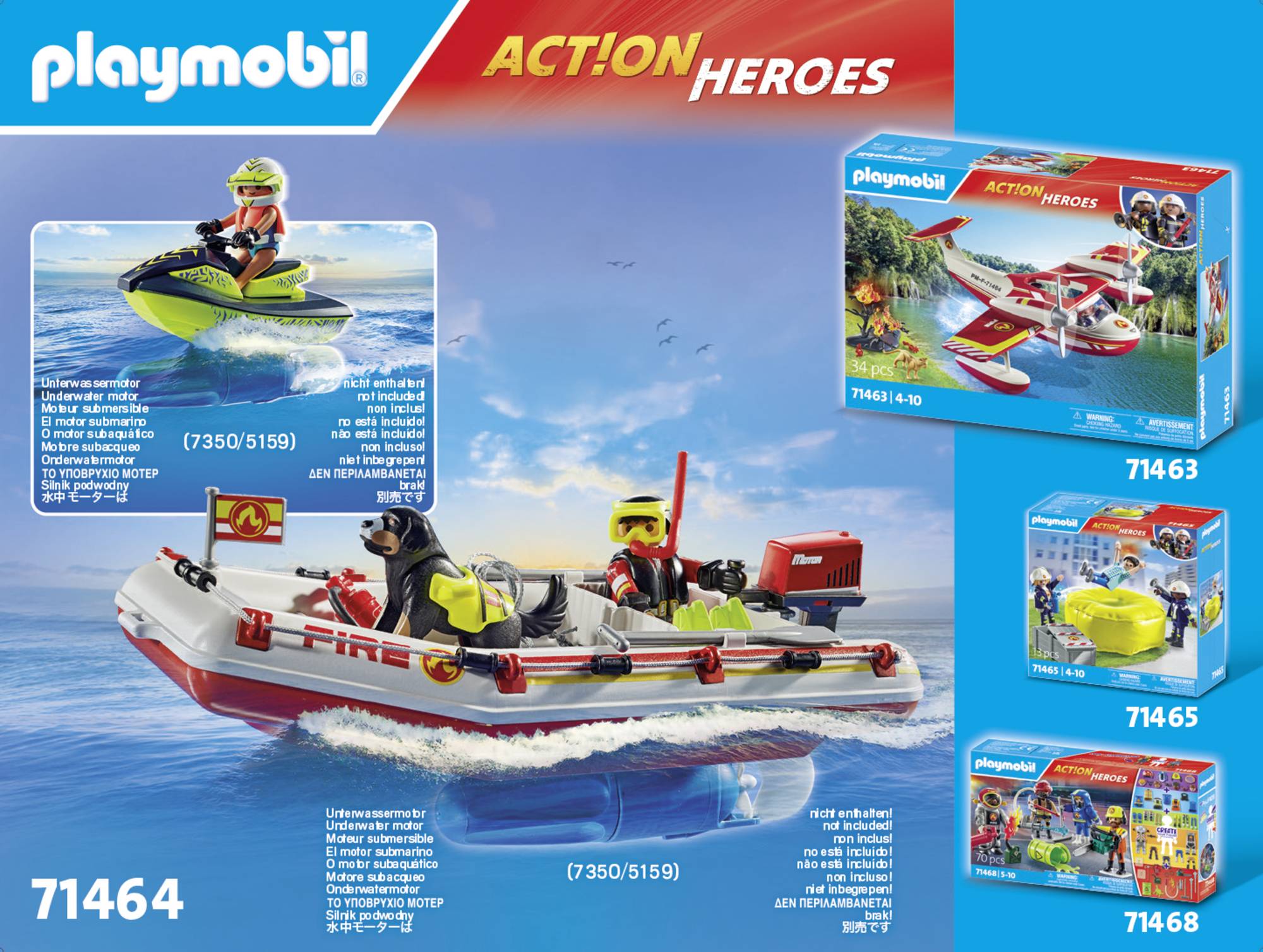 Playmobil® ACT!ON HEROES Feuerwehrboot mit Aqua Scooter 71464