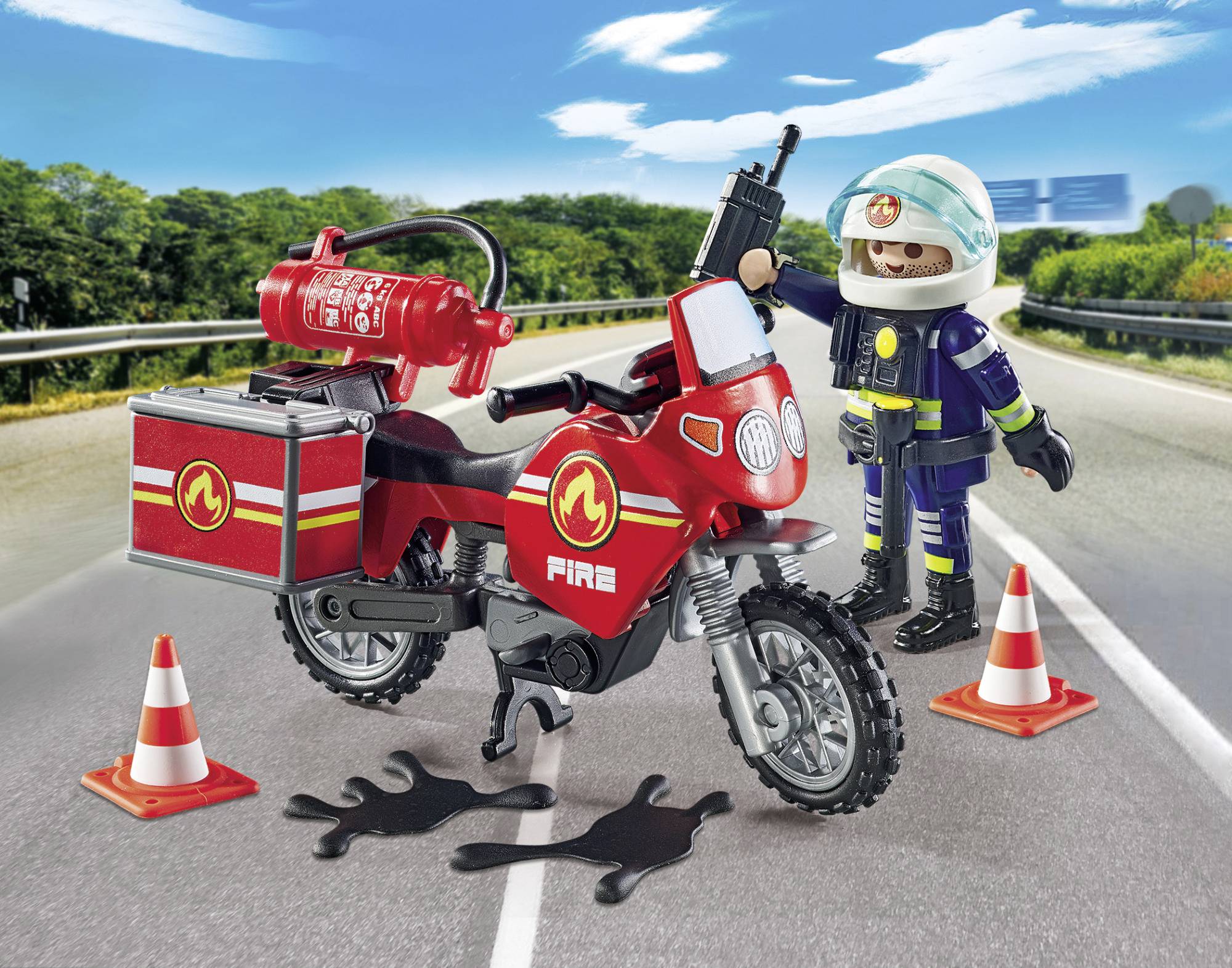 Playmobil® ACT!ON HEROES Feuerwehrmotorrad am Unfallort 71466