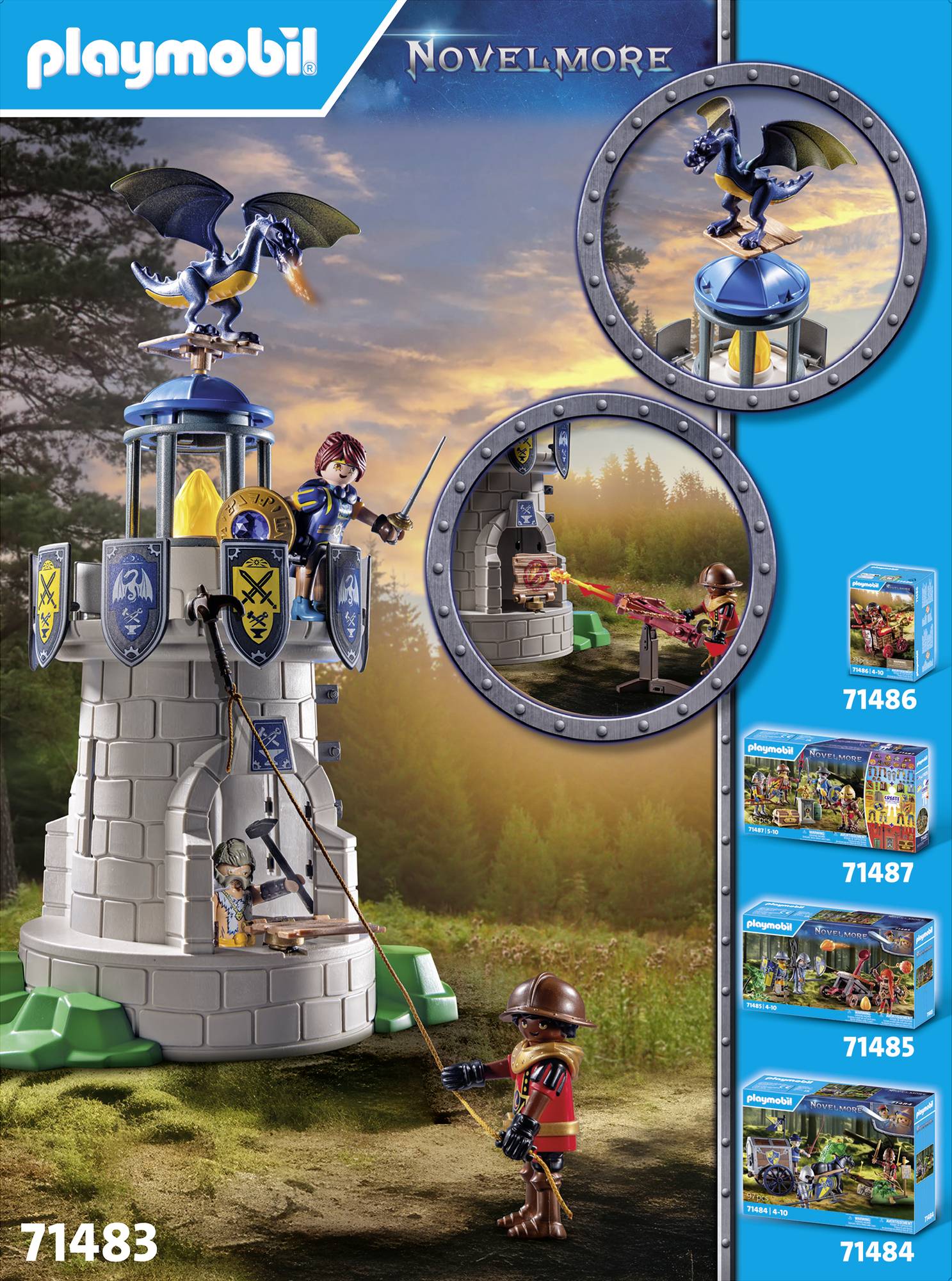 Playmobil® Novelmore Ritterturm mit Schmied und Drache 71483