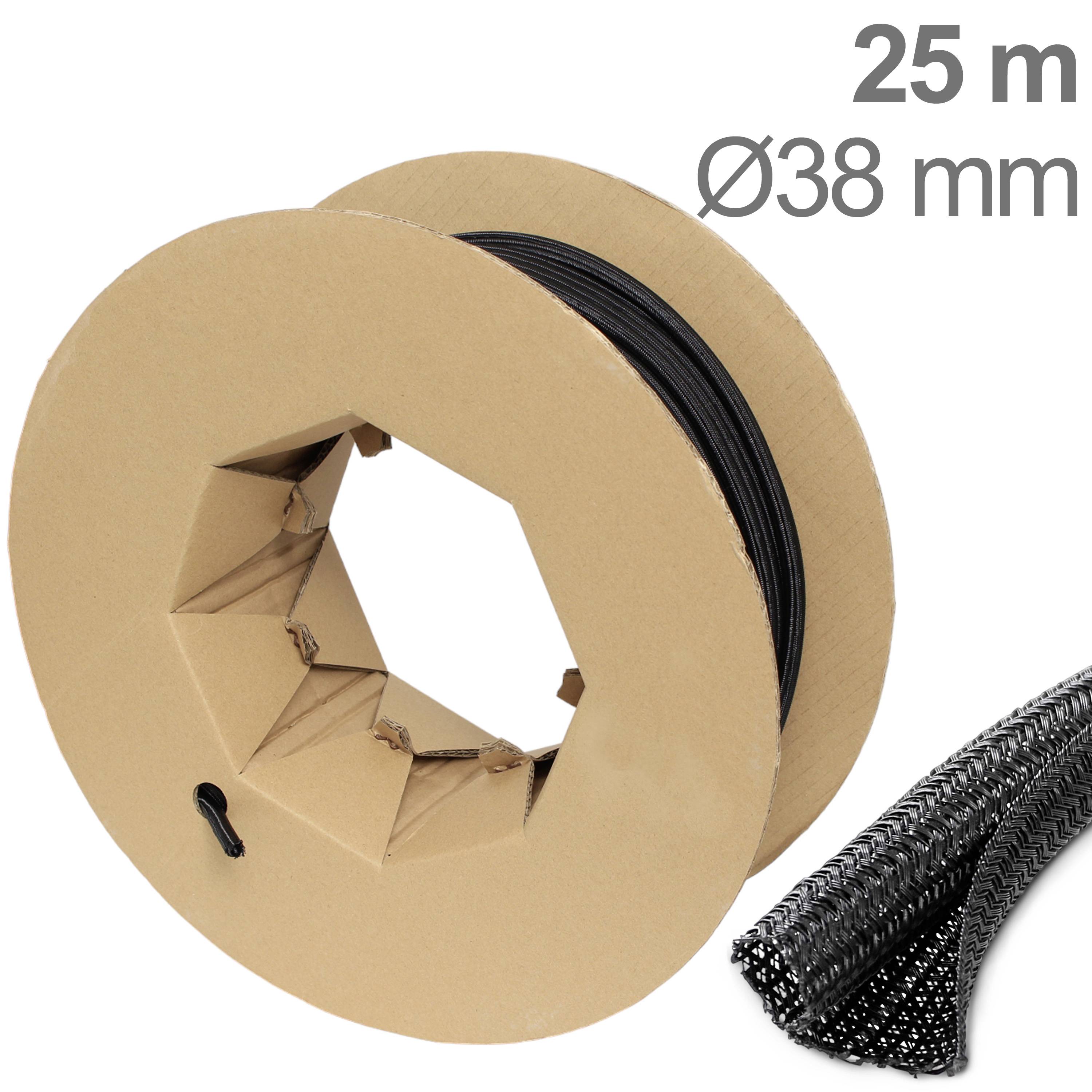 TRU COMPONENTS TC-12352472 T24CA017 Geflechtschlauch Schwarz Polyester 38 bis 39mm 25m