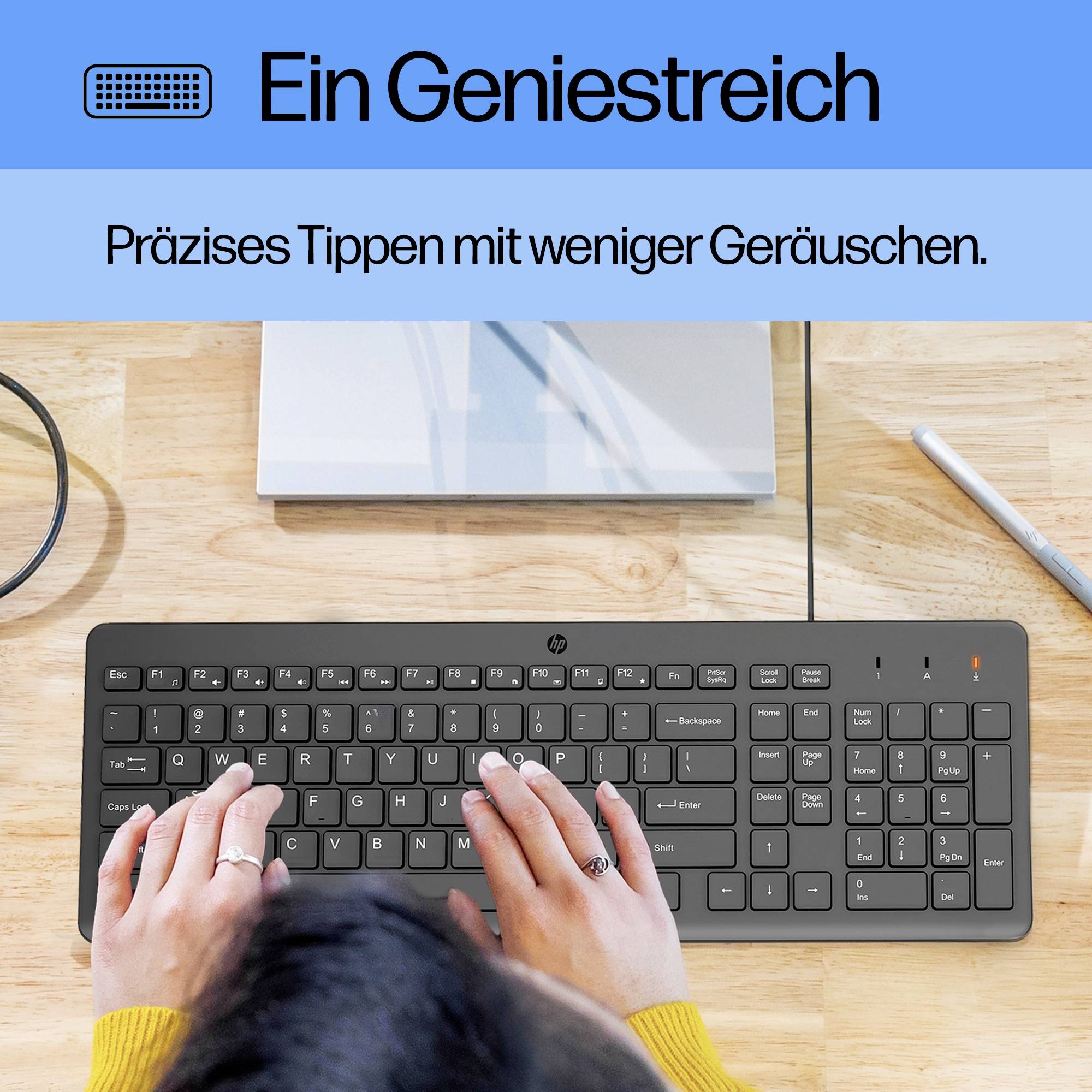 HP 150 Kabelgebunden Tastatur, Maus-Set Deutsch, QWERTZ Schwarz