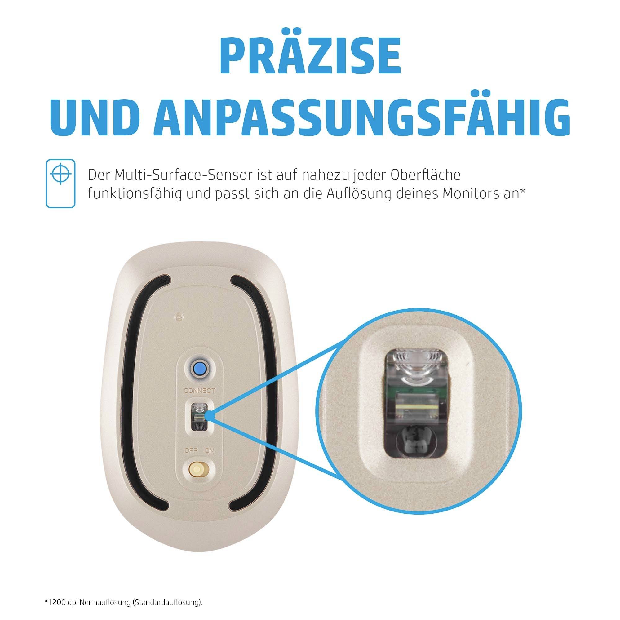 HP 410 Slim Maus Kabellos Schwarz, Silber 3 Tasten 2000 dpi