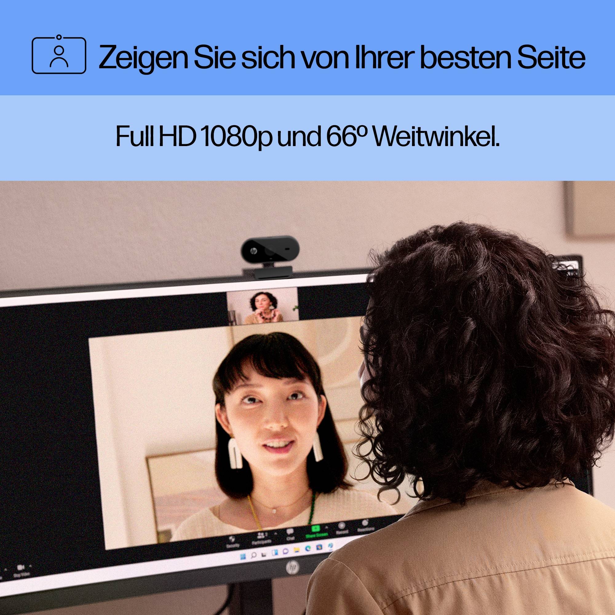 HP 320 Full HD-Webcam 1920 x 1080 Pixel Mikrofon, Klemm-Halterung