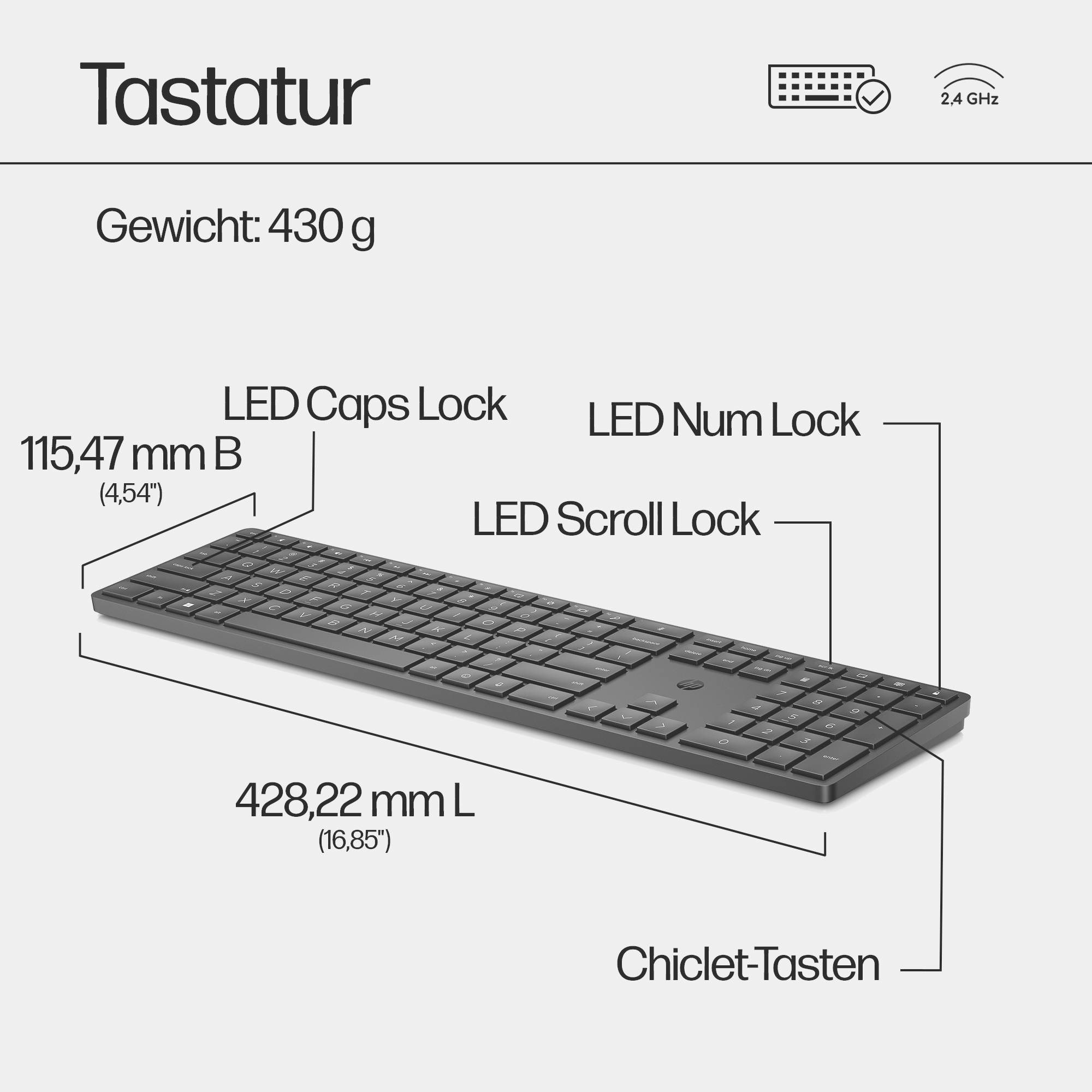 HP 650 Kabellos Tastatur, Maus-Set Deutsch, QWERTZ Schwarz