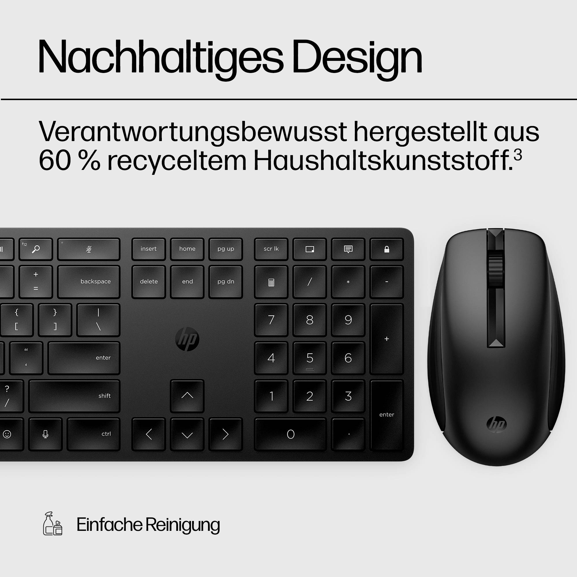HP 650 Kabellos Tastatur, Maus-Set Deutsch, QWERTZ Schwarz