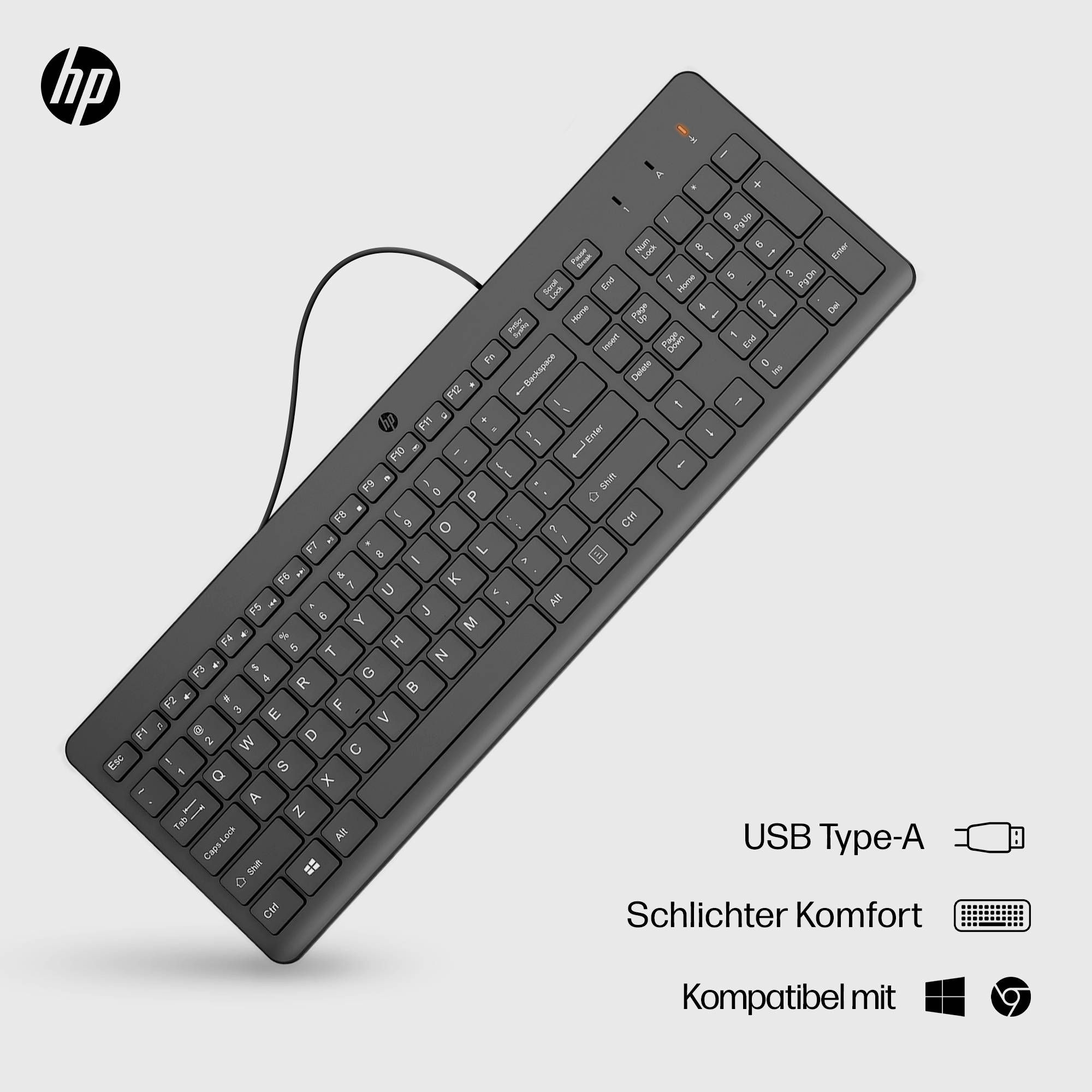 HP 150 Kabelgebunden Tastatur Deutsch, QWERTZ Schwarz