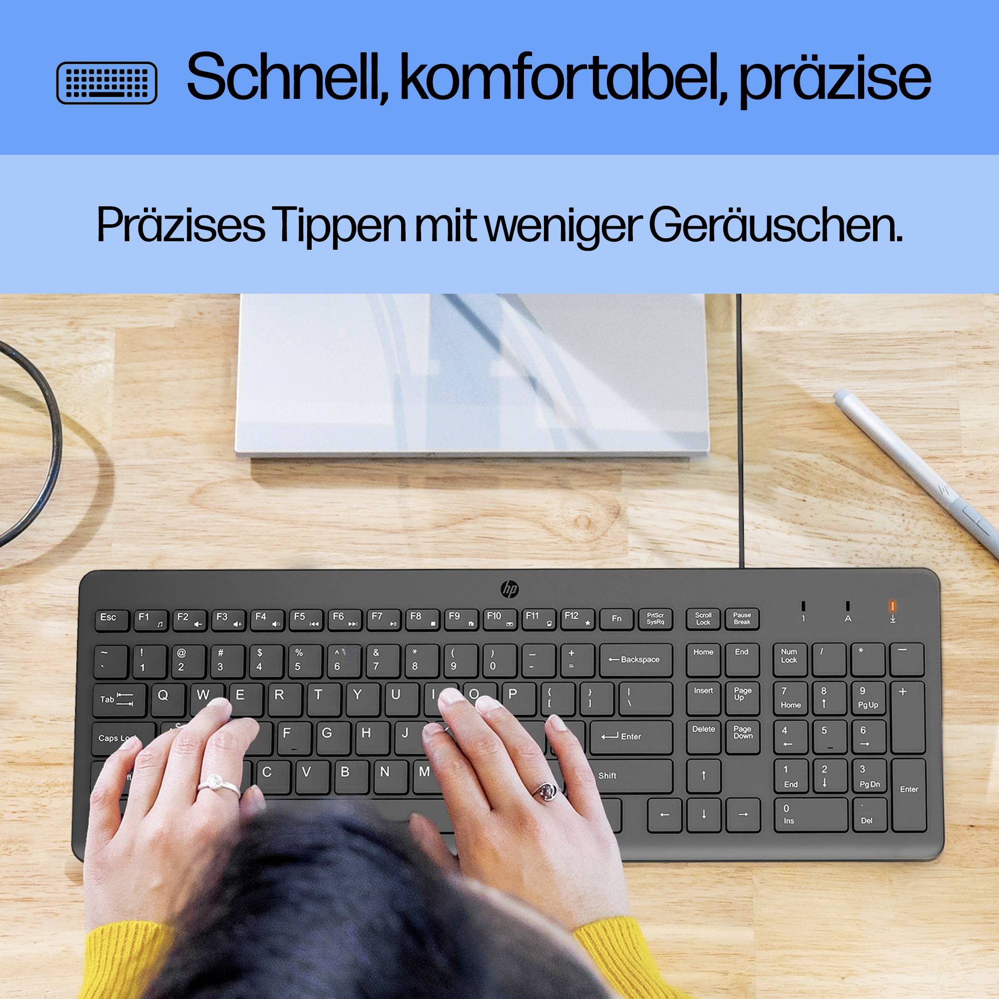 HP 150 Kabelgebunden Tastatur Deutsch, QWERTZ Schwarz