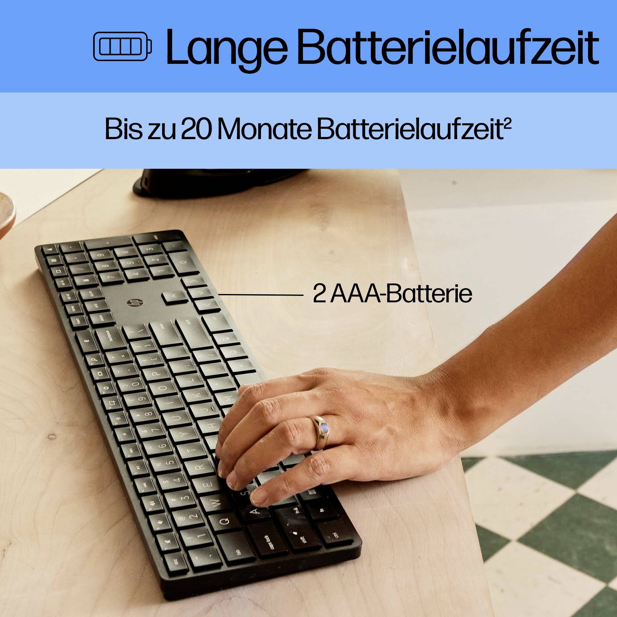 HP 450 Kabellos Tastatur Deutsch, QWERTZ Schwarz