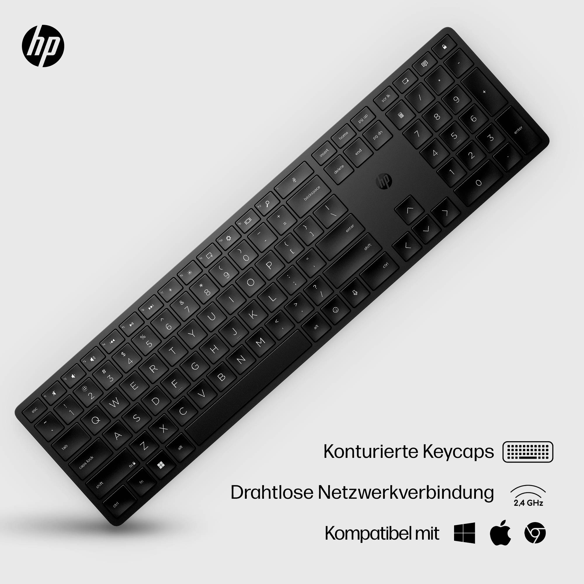 HP 450 Kabellos Tastatur Deutsch, QWERTZ Schwarz