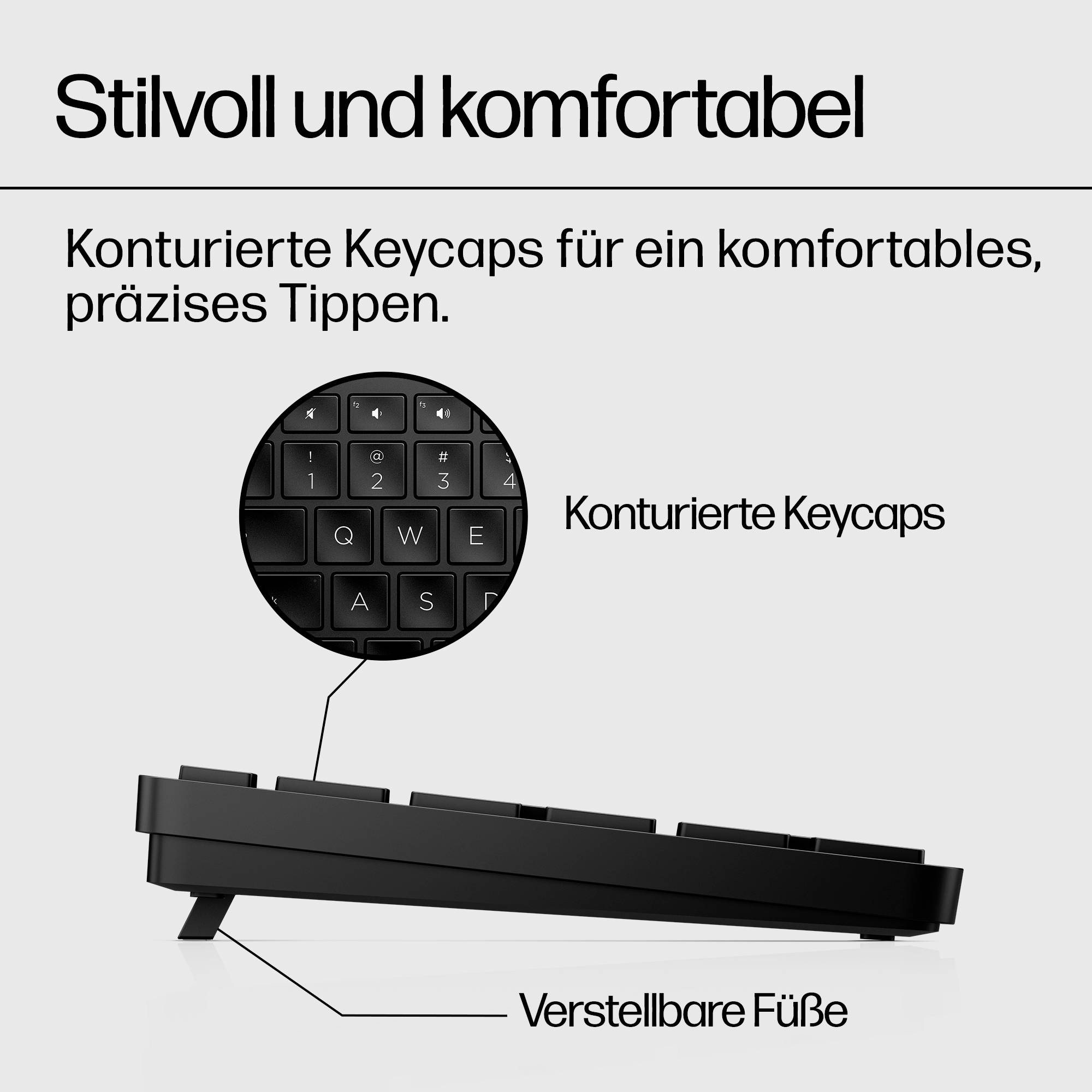 HP 450 Kabellos Tastatur Deutsch, QWERTZ Schwarz